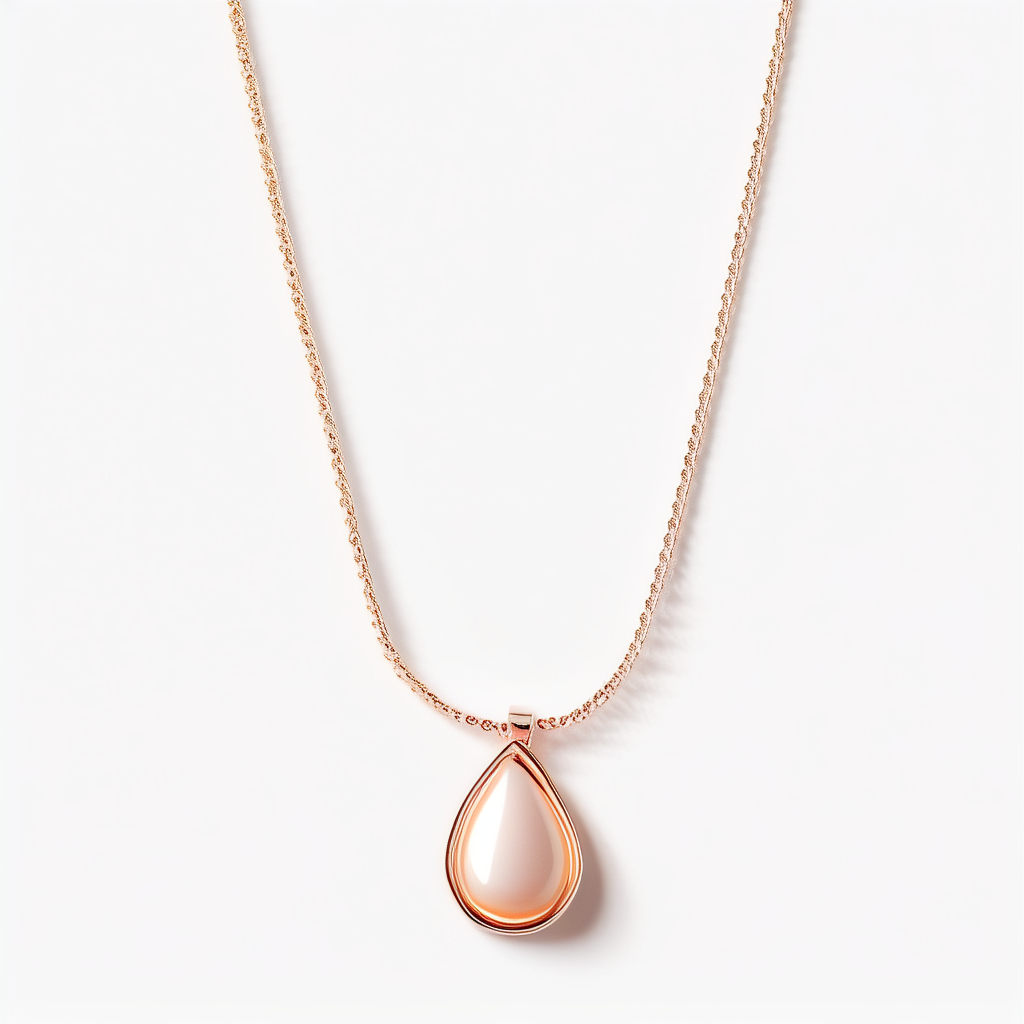Teardrop Dew Necklace in rose gold plated 925 sterling silver on white background