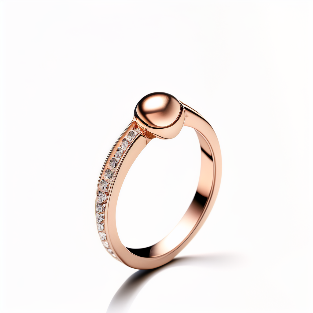 Pink Bead Thin Ring in rose gold plated 925 sterling silver on white background