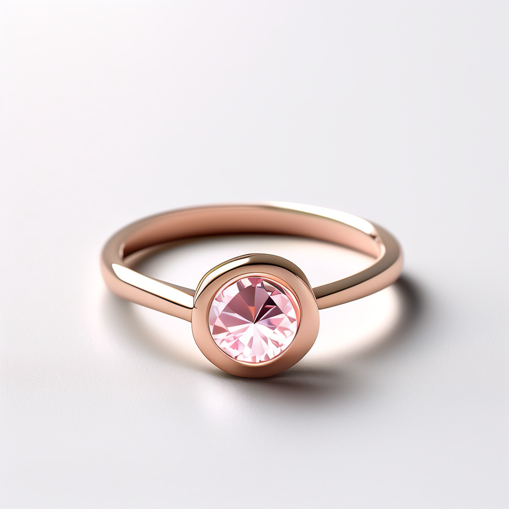 Rose Quartz Dot Ring in rose gold plated 925 sterling silver on white background