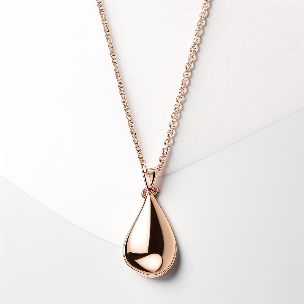 Teardrop Sparkle Pendant Necklace in rose gold plated 925 sterling silver on white background