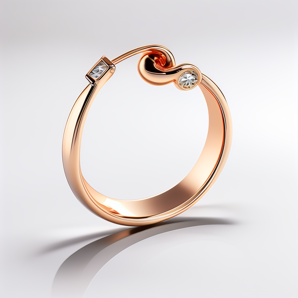 Crescent Charm Huggie Hoop in rose gold plated 925 sterling silver on white background