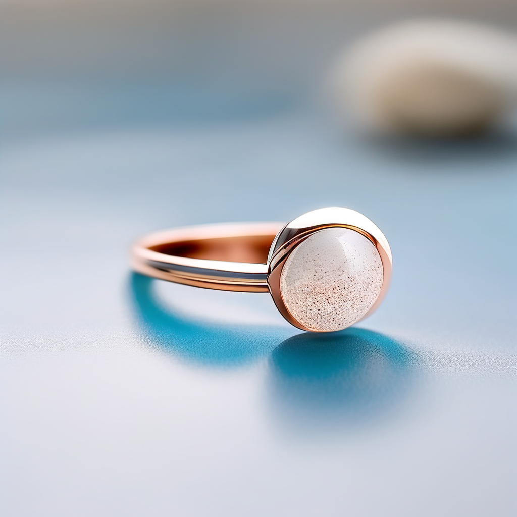 Moonstone Solitaire Thin Ring in rose gold plated 925 sterling silver on white background