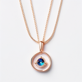 Grain Moissanite Fine Necklace in rose gold plated 925 sterling silver on white background