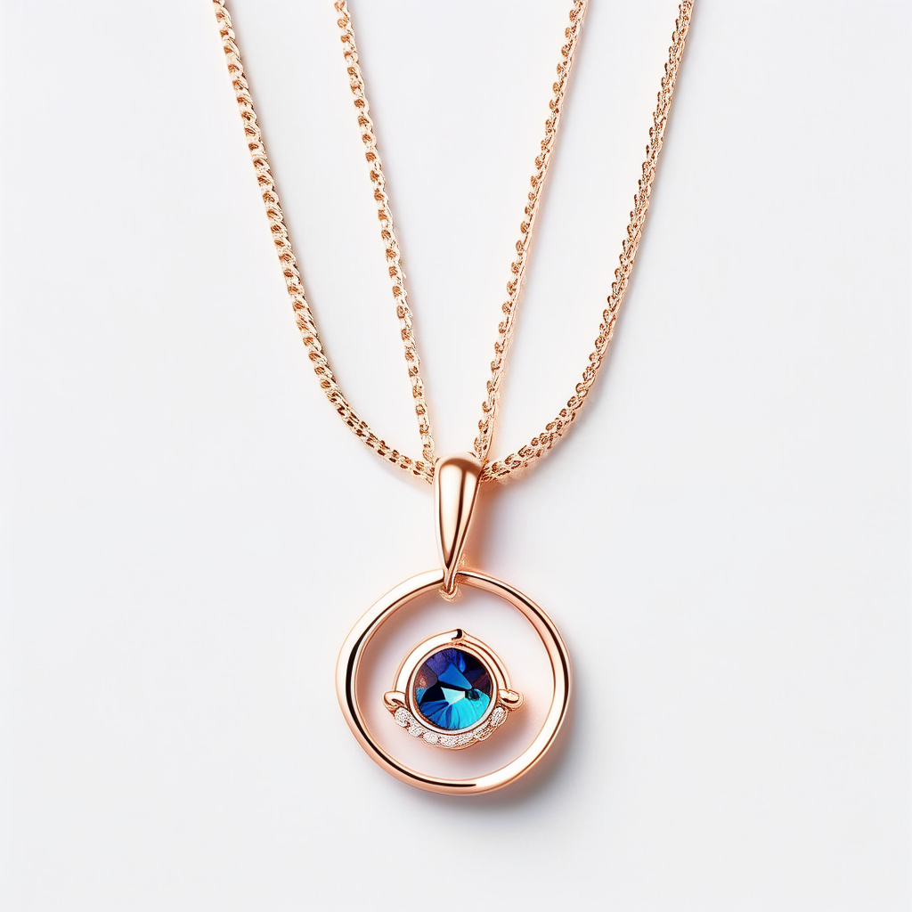 Grain Moissanite Fine Necklace in rose gold plated 925 sterling silver on white background