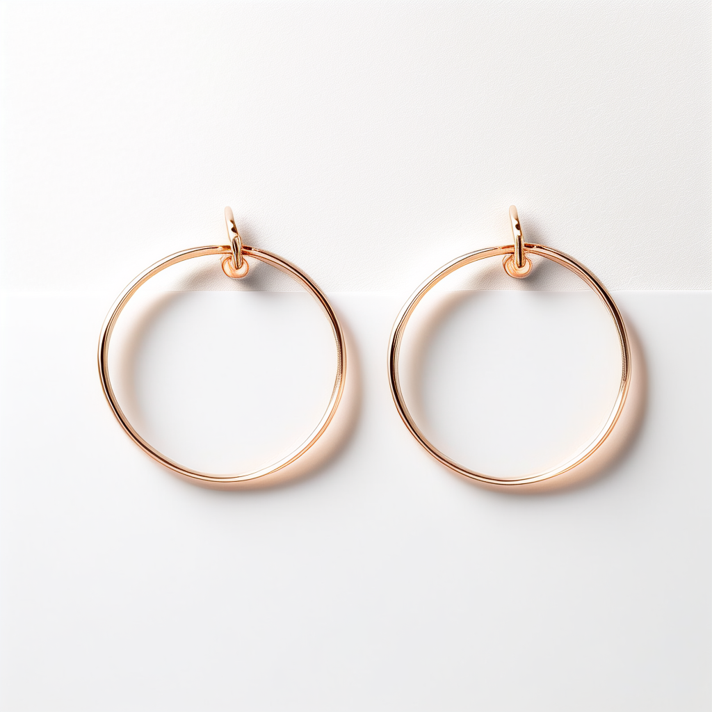 Fine Round Hoop Earrings in rose gold plated 925 sterling silver on white background